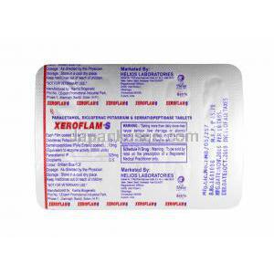 ゼロフラム S (ジクロフェナク/ アセトアミノフェン/ セラチオペプチダーゼ) 錠剤裏面
