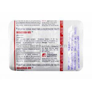 ムーブラン MR (クロルゾキサゾン/ ジクロフェナク/ アセトアミノフェン) 錠剤裏面
