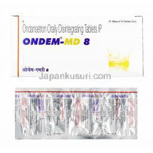 オンデム MD (オンダンセトロン) 8mg 箱、錠剤