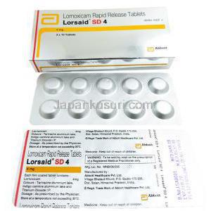 ロルサイド SD (ロルノキシカム) 4mg 錠剤, 箱,シート