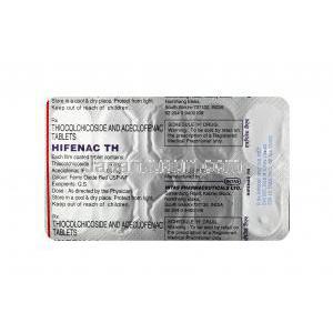 ハイフェナク TH, アセクロフェナク 100 mg/ チオコルチコシド4 mg,錠剤, シート情報