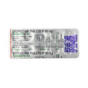ヌレートー, エトリコキシブ, 60 mg,錠剤, シート情報