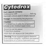 サイトドロックス Cytodrox, ヒドロキシ尿素 500mg 錠 (Cipla) 成分・箱側面