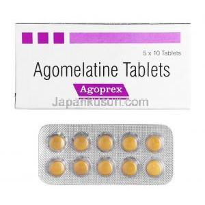 アゴプレックス (アゴメラチン) 箱、錠剤