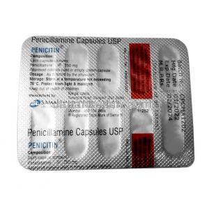 ペニシチン,ペニシラミン 250mg, カプセル, 製造元：Samarth Life Sciences Pvt Ltd, シート情報（新包装）