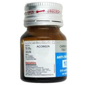 アンチ サイロックス,カルビマゾール 10 mg, 製造元：Macleods Pharmaceuticals, ボトル裏面