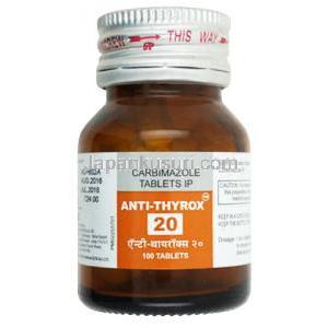 アンチ サイロックス,カルビマゾール 20 mg, 製造元：Macleods Pharmaceuticals, ボトル表面
