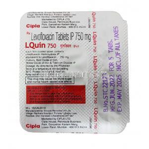 エルクイン 750, レボフロキサシン 750 mg, 製造元：Cipla, シート情報