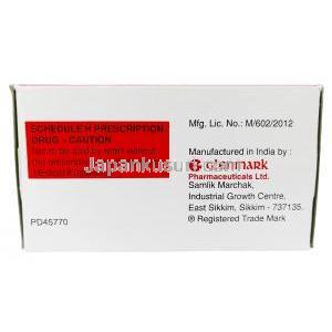 ジテン,テネリグリプチン 20 mg, 製造元：Glenmark Pharmaceuticals, 箱情報, 製造元