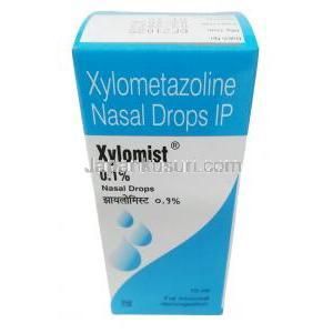 キシロミスト点鼻薬, キシロメタゾリン 0.1%, 点鼻薬 10mL,製造元：Zydus Cadila, 箱表面