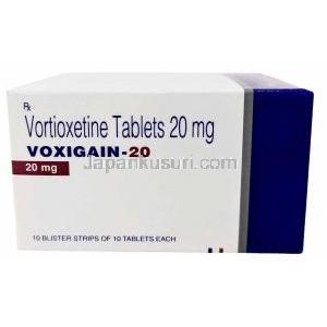 ボクシゲイン-20, ボルチオキセチン 20mg, 100錠, 製造元：Torrent Pharmaceuticals Ltd, 箱表面