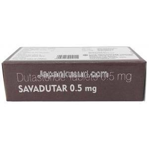 サバデゥタール, デュタステリド 0.5mg, 製造元：Sava Healthcare, 箱底面