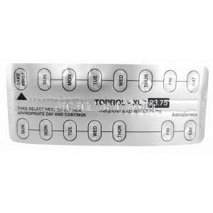 トップロール XL, メトプロロール 23.75 mg, 15錠, 製造元：Astra Zeneca,シート情報