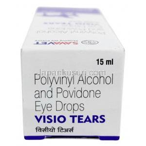 ヴィジョティアーズ 点眼薬（ペット用）, ポリビニールアルコール/ ポビドン, ペット用点眼薬 15 mL,製造元：SAVA Healthcare Limited, 箱上面