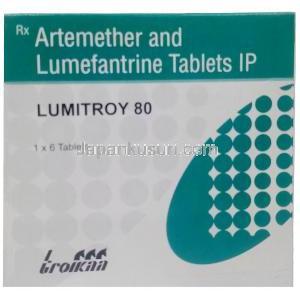 ルミトロイ, アルテメテル 80 mg/ ルメファントリン 480 mg, 製造元：Troikaa Pharmaceuticals Ltd, 箱表面