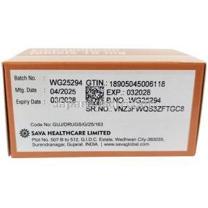 エンパグリフロジン (Sava社製), エンパグリフロジン 10 mg, 製造元：SAVA Healthcare Limited, 箱情報,製造日, 消費期限
