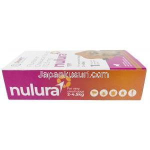 ヌルラ, 112.5 mg 超小型犬用 (4.5-10kg) 1 チュアブル錠,製造元:SAVA Healthcare Limited, 箱側面