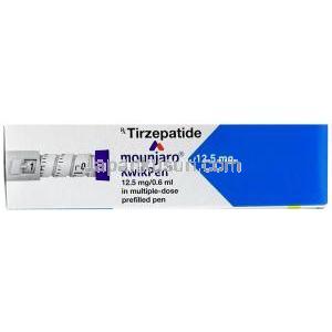 マンジャロ・クイックペン 12.5 mg, チルゼパチド0.6mLあたり 12.5 mg, 製造元：イーライリリー・アンド・カンパニー インド, 箱側面
