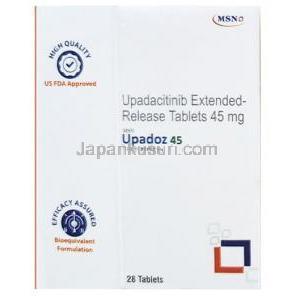 ウパドズ 45, ウパダシチニブ 45 mg, 28 錠（ボトル入り), 製造元： MSN Laboratories, 箱表面