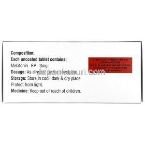 ノクチュラ, メラトニン 3 mg, 製造元：Fourrts India Laboratories Pvt Ltd, 箱情報