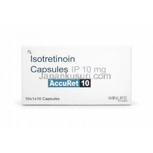 アキュレット 10, イソトレチノイン 10 mg, 製造元：WinLife Pharma, 箱表面
