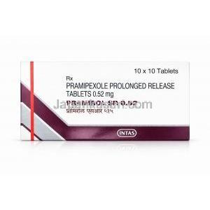Pramirol-SR 0.52, Pramipexole 0.52mg, Intas Pharma, Box front view