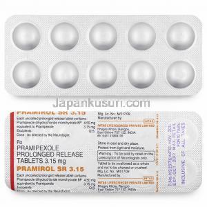 Pramirol-SR 3.15, Pramipexole 3.15mg, Intas Pharma, Blisterpack information
