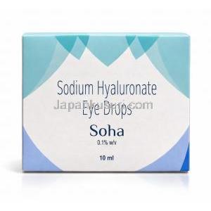 ソハ 点眼薬, ヒアルロン酸ナトリウム 0.1% w/v, 点眼薬 5mL, 製造元：Sun Pharma, 箱裏面
