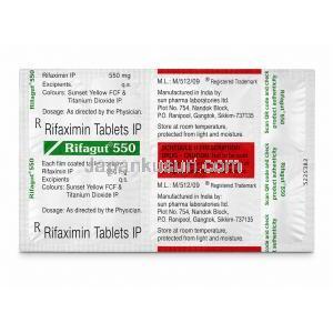 リファガット 550, リファキシミン 550 mg, 製造元：Sun Pharmaceutical Industries, シート情報, 注意事項
