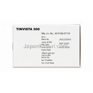 チンビスタ 300, チニダゾール 300 mg, 製造元：Cadila Pharmaceuticals Ltd, 箱情報, 製造日, 消費期限