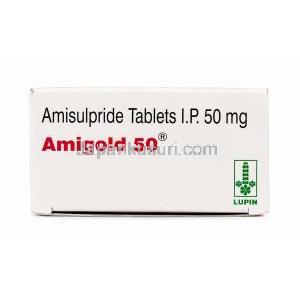アミゴールド 50, アミスルプリド, 50 mg, 製造元：Lupin, 箱表面