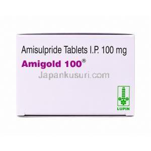 アミゴールド 100, アミスルプリド, 100 mg, 製造元：Lupin, 箱表面