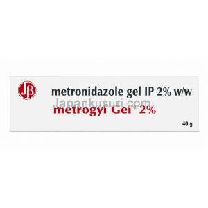メトロジルジェル, メトロニダゾール 2%, ジェル40g, 製造元：J B Chemicals,箱表面