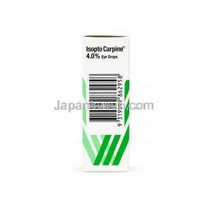イソプトカルピン点眼薬, ピロカルピン 4%, 点眼薬15mL, 製造元：Novartis, 箱情報, バーコード