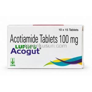 アゴガット, アコチアミド 100 mg, 製造元：Lupin Ltd, 箱表面