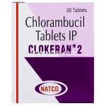 クロークラン 2 Clokeran 2, アムシル ジェネリック, クロラムプシル 2mg (NATCO) 箱