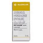 ベータガン Betagan ,  0.5% 5ml レボブノロール塩酸塩（ミロルジェネリック） 点眼薬 (Allergan) 箱