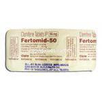 フェートミッド50 Fertomid-50,クロミッド ジェネリック, クロミフェン,50mg 包装裏面