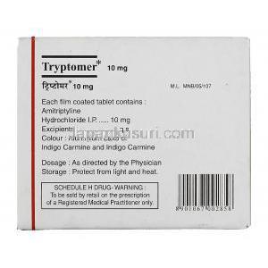 トリプトマー, アミトリプチリン塩酸 Tryptomer 10mg 錠 (Merind) 成分