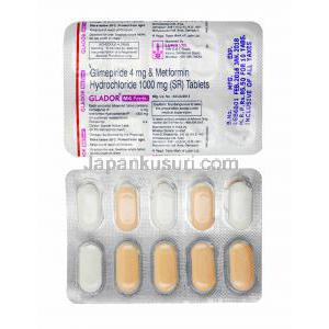 グラドール M フォルテ (グリメピリド/ メトホルミン) 4mg 錠剤
