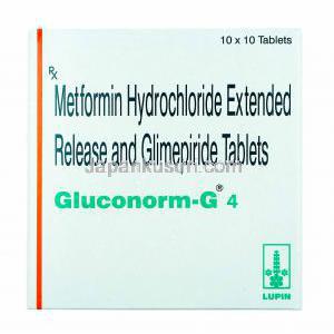 グルコノーム G (グリメピリド/ メトホルミン) 4mg 箱