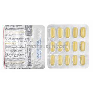 ゾリル M (グリメピリド/ メトホルミン) 1mg 錠剤