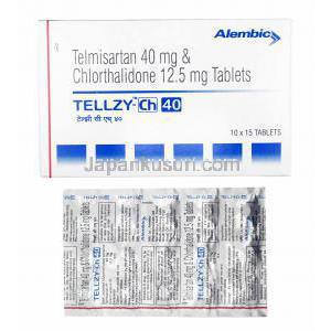 テルジー CH (テルミサルタン 40mg/ クロルタリドン 12.5mg) 箱、錠剤