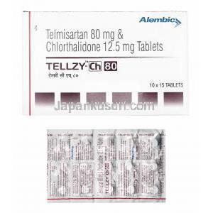 テルジー CH (テルミサルタン 80mg/ クロルタリドン 12.5mg) 箱、錠剤