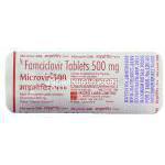 マイクロビル Microvir, ファムビル ジェネリック, ファムシクロビル 500mg 錠 (Micro) 包装裏面