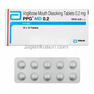 PPG MD (ボグリボース) 0.2mg 箱、錠剤