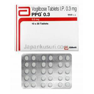 PPG (ボグリボース) 0.3mg 箱、錠剤