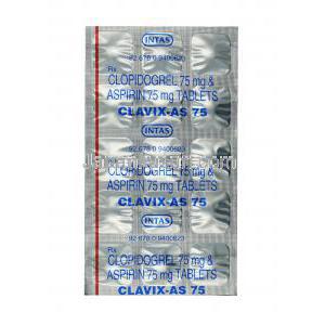 クラビックス-AS,アスピリン 75mg / クロピドグレル 75mg, 錠剤, シート情報