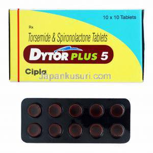 Dytor Plus, Spironolactone 50mg and Torasemide 5mg box and tablets