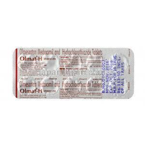 オルマト H,ヒドロクロロチアジド 12.5mg / オルメサルタン 20mg, 錠剤, シート情報